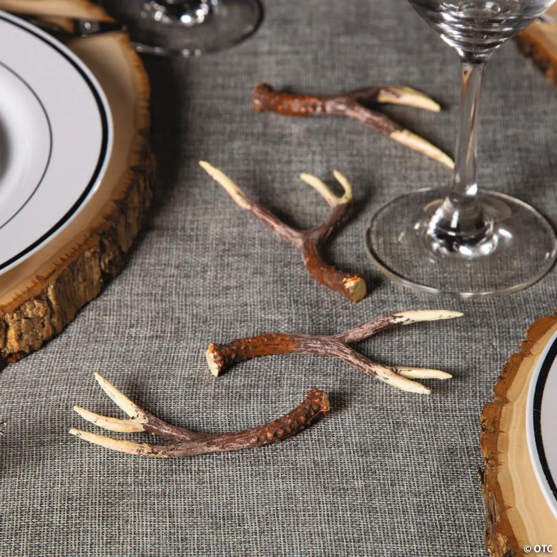 4” Deer Antler Resin Table Tosser Decorations - 12 Pc.