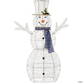 48" LED Lighted Silver Mesh Snowman Outdoor Twinkling Christmas Decoration