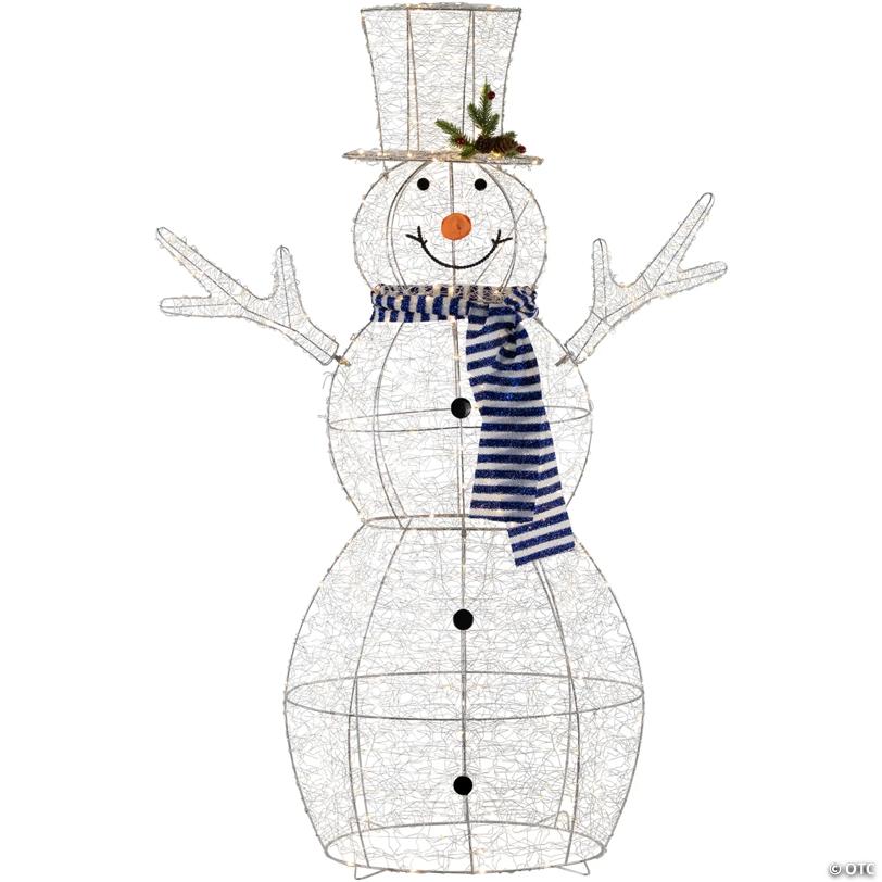 48" LED Lighted Silver Mesh Snowman Outdoor Twinkling Christmas Decoration