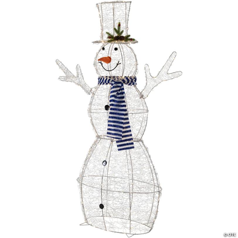 48" LED Lighted Silver Mesh Snowman Outdoor Twinkling Christmas Decoration