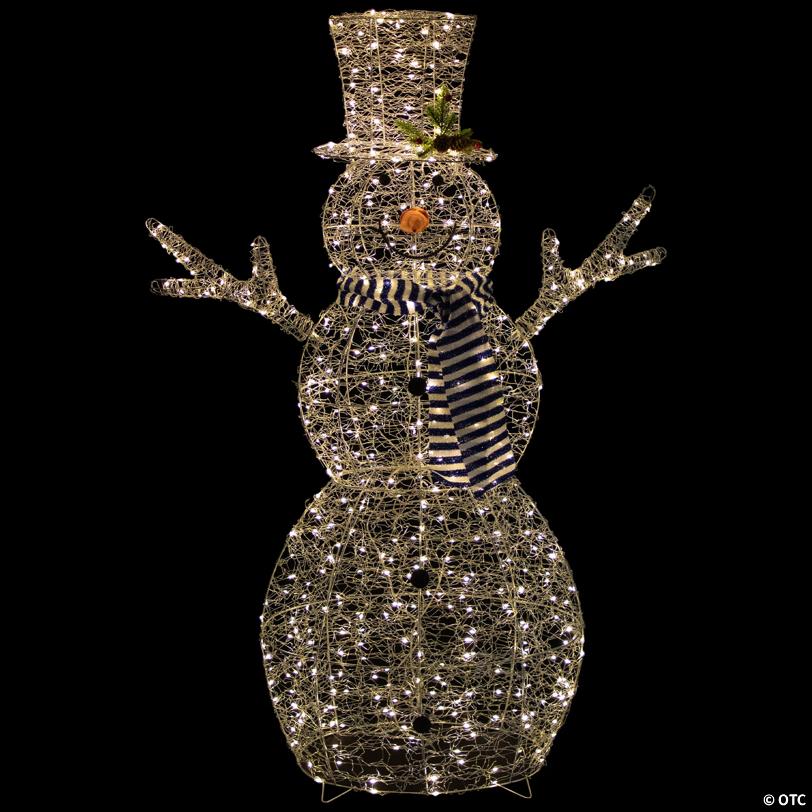 48" LED Lighted Silver Mesh Snowman Outdoor Twinkling Christmas Decoration