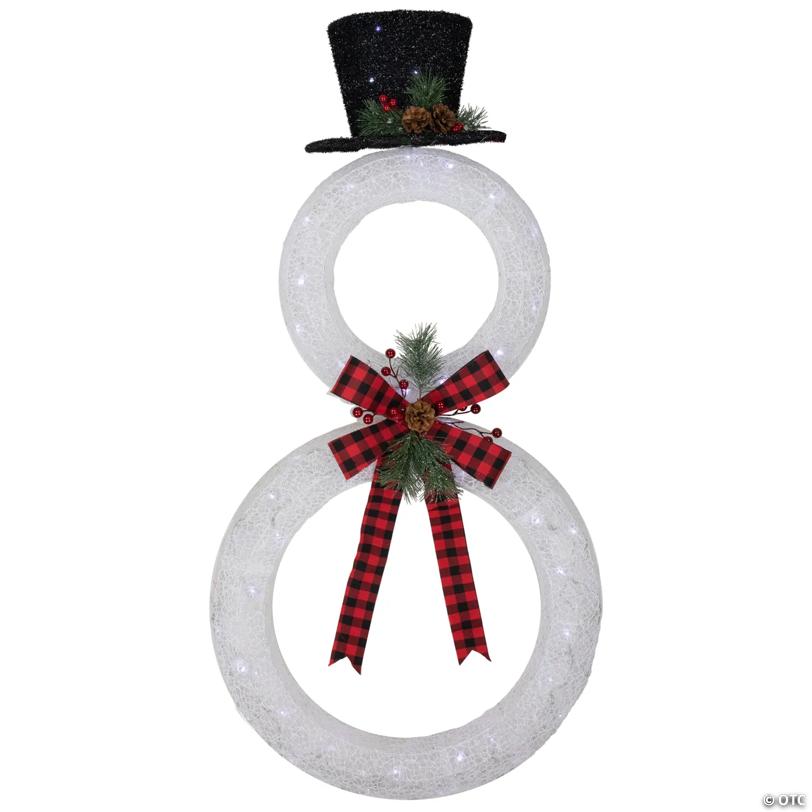 48" LED Lighted Wreath Snowman Outdoor Christmas Decoration