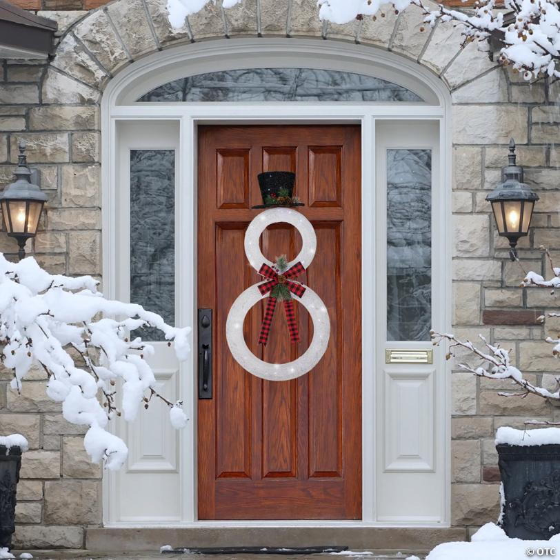 48" LED Lighted Wreath Snowman Outdoor Christmas Decoration