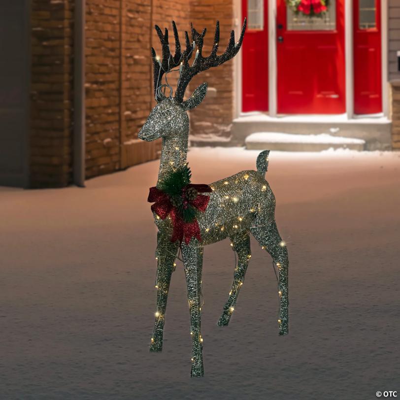 48" Pre-Lit LED Champagne Deer Outdoor Christmas Decoration