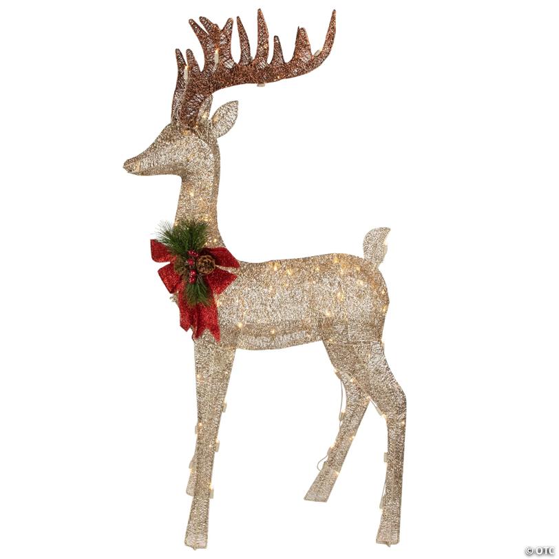 48" Pre-Lit LED Champagne Deer Outdoor Christmas Decoration