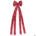 48" x 10" Red and White Striped 16 Loop Christmas Bow Decoration