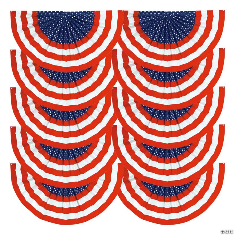 48" x 24" Bulk 10 Pc. Cloth Patriotic Flag Flocked Buntings