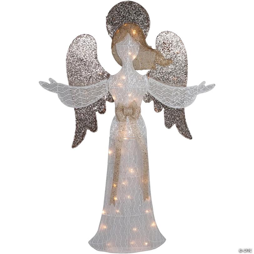 49.25" LED Lighted White and Gold Angel Christmas Decoration