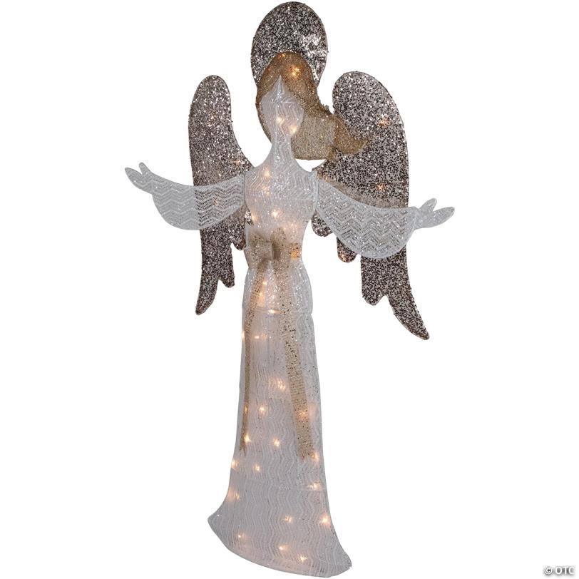 49.25" LED Lighted White and Gold Angel Christmas Decoration