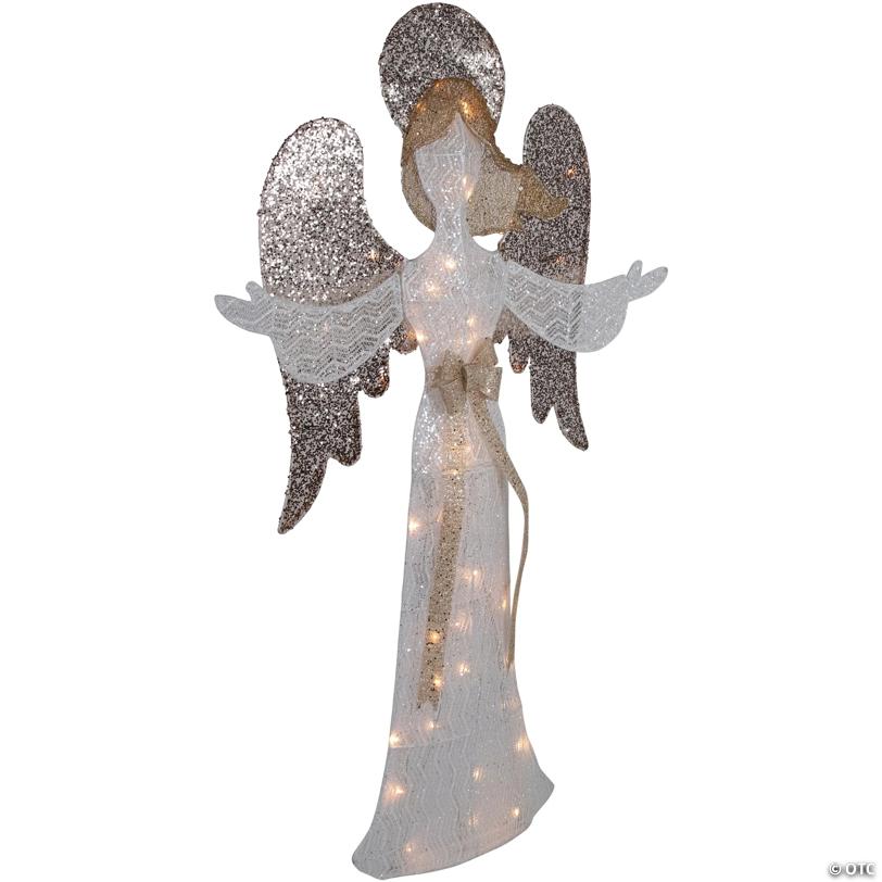 49.25" LED Lighted White and Gold Angel Christmas Decoration