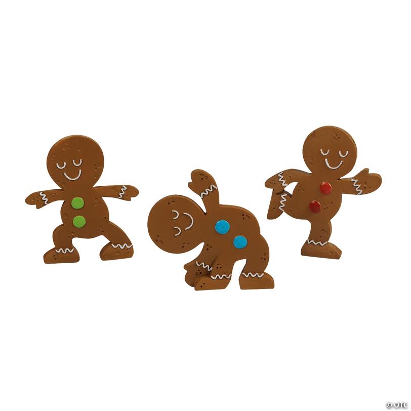 4 1/2" - 5 1/4" Christmas Gingerbread Figures in Yoga Poses Tabletop Decorations - 3 Pc.