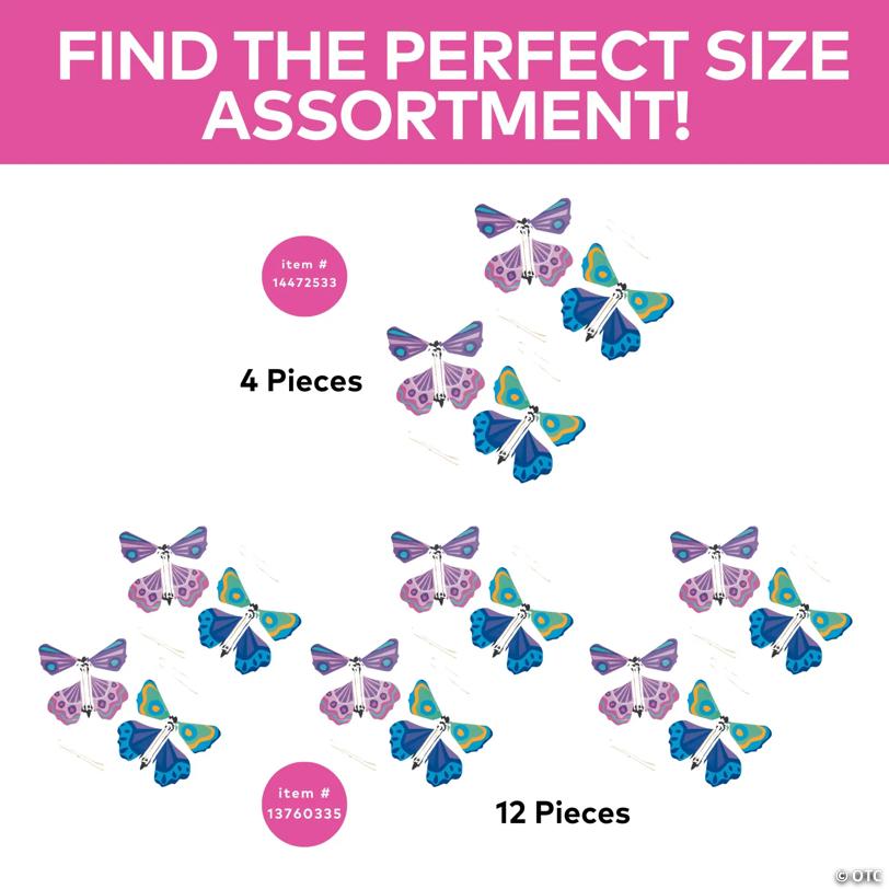 4 1/4" Mini Multicolored Paper Flying Butterfly Toys - 12 Pc.