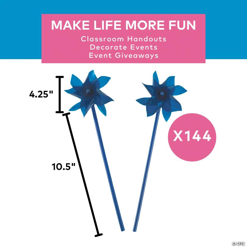 4 1/4" x 10 1/2" Bulk 144 Pc. Blue Plastic Pinwheel Decorations