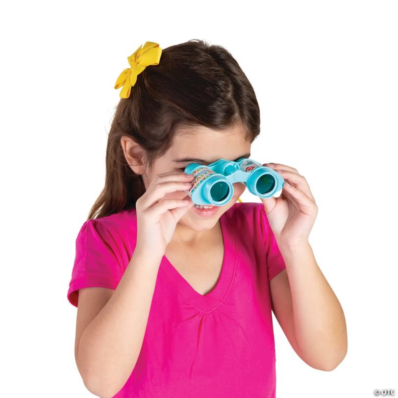 4 3/4" Adventure Awaits Camp-Themed Plastic Binoculars with Cord - 12 Pc.
