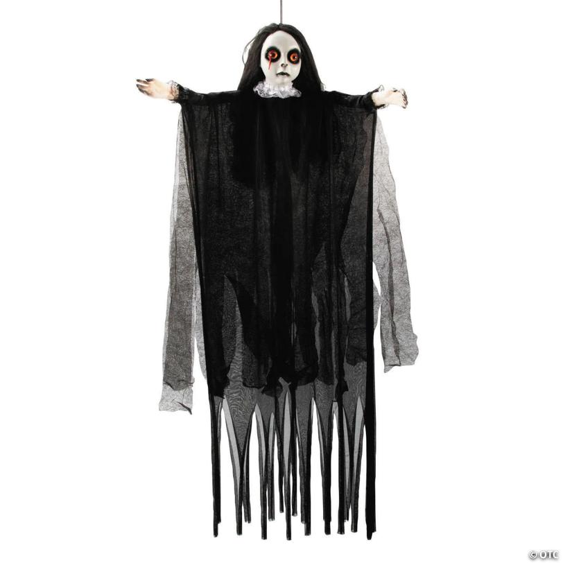 4 Ft. 3" Posable Hanging Girl Dressed in Black Halloween Decoration