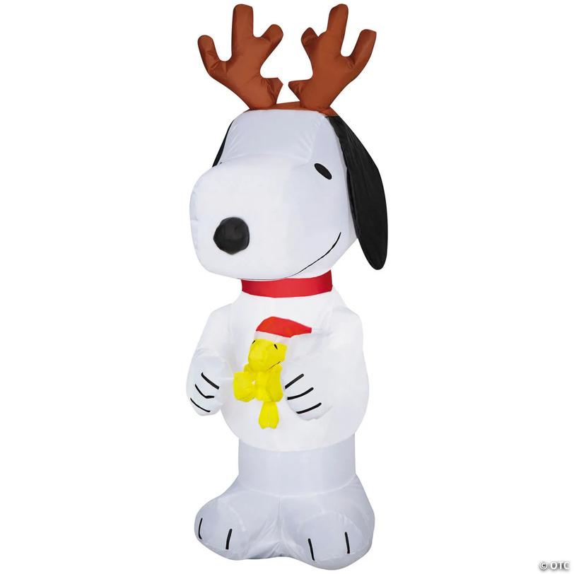 4 Ft. Airblown® Inflatable Peanuts® Christmas Snoopy with Antlers Outdoor Yard Decoration