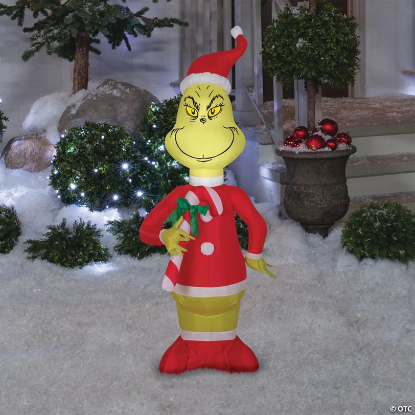 4 Ft. Airblown Dr. Seuss™ The Grinch with Built-In Lights Inflatable Yard Decoration