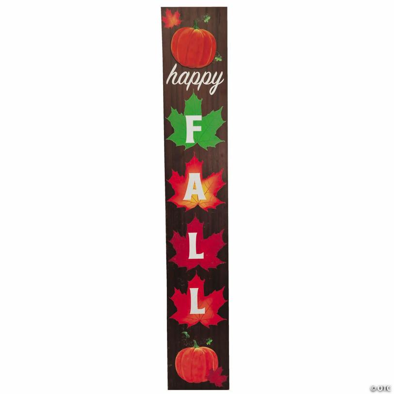 4 Ft. Leaves & Pumpkins Happy Fall Wood Porch Sign Outdoor Decoration