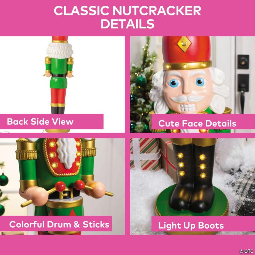 4 Ft. Light-Up Nutcracker with Drumsticks Christmas Decoration