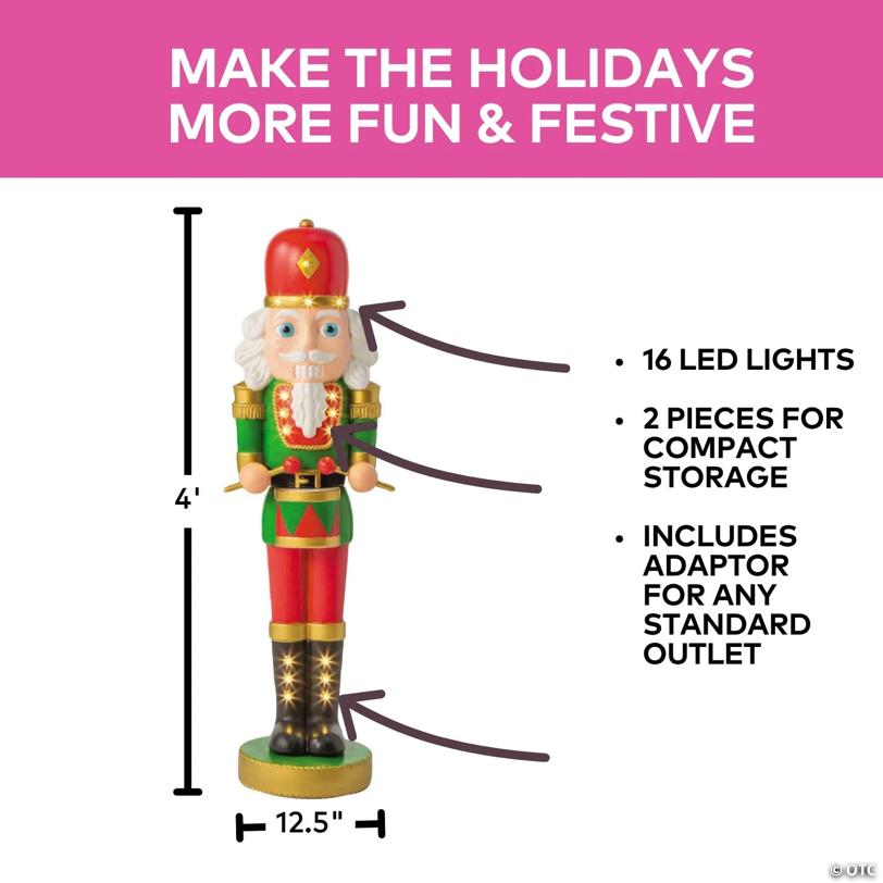 4 Ft. Light-Up Nutcracker with Drumsticks Christmas Decoration