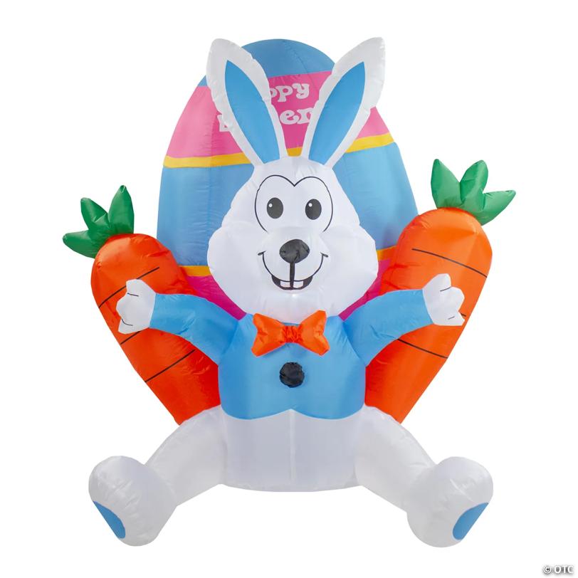 4' Inflatable Lighted Easter Bunny with Carrots Outdoor Decoration