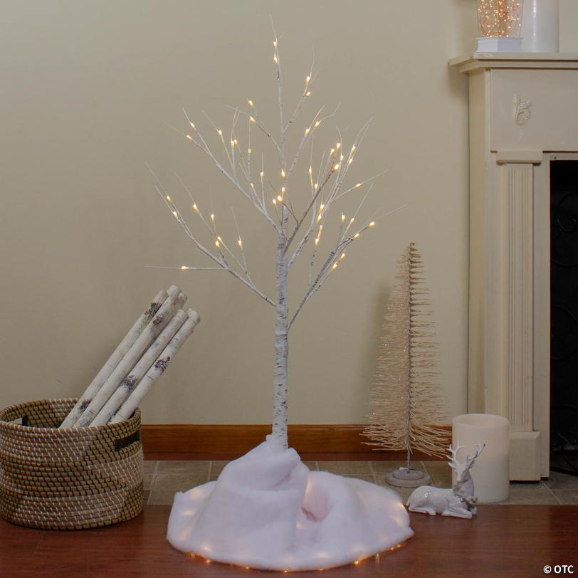 4' LED Lighted White Birch Tree Outdoor Decoration - White Lights