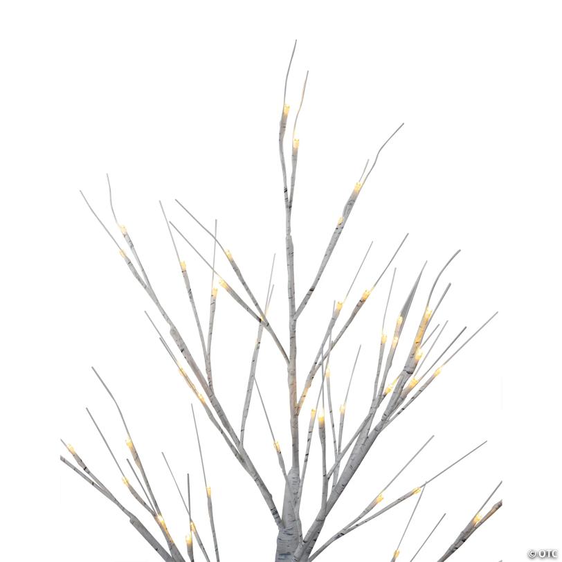 4' LED Lighted White Birch Tree Outdoor Decoration - White Lights