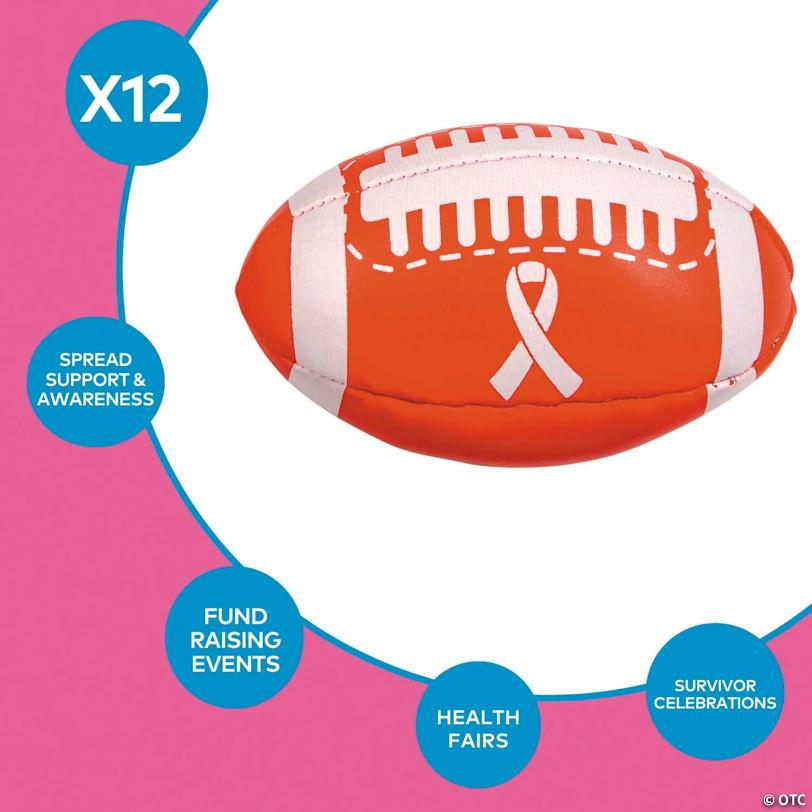 4" Mini Red Awareness Ribbon Foam Footballs - 12 Pc.