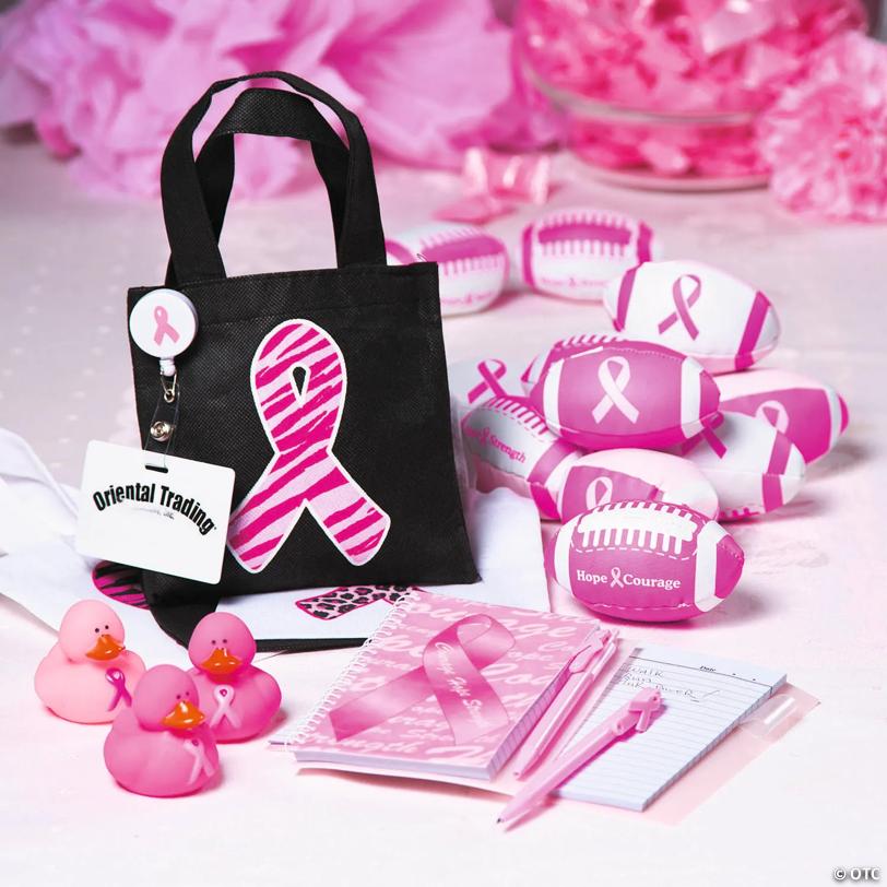 4" Mini Pink Awareness Ribbon Foam Footballs - 12 Pc.