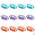 4'' Mini Religious Fish Orange, Purple & Blue Vinyl Footballs - 12 Pc.