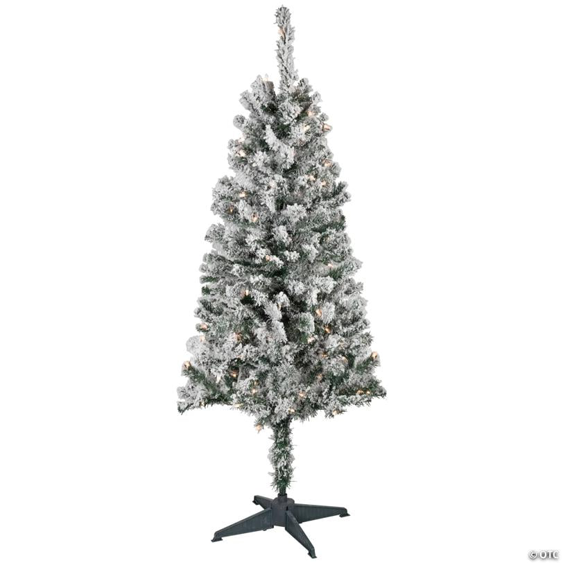 4' Pre-Lit Flocked Pine Artificial Christmas Tree  Clear Lights