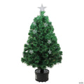 4' Pre-Lit Potted Fiber Optic Artificial Christmas Tree with Stars - Multicolor Lights