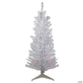 4' Pre-lit White Iridescent Pine Artificial Christmas Tree - Pink Lights