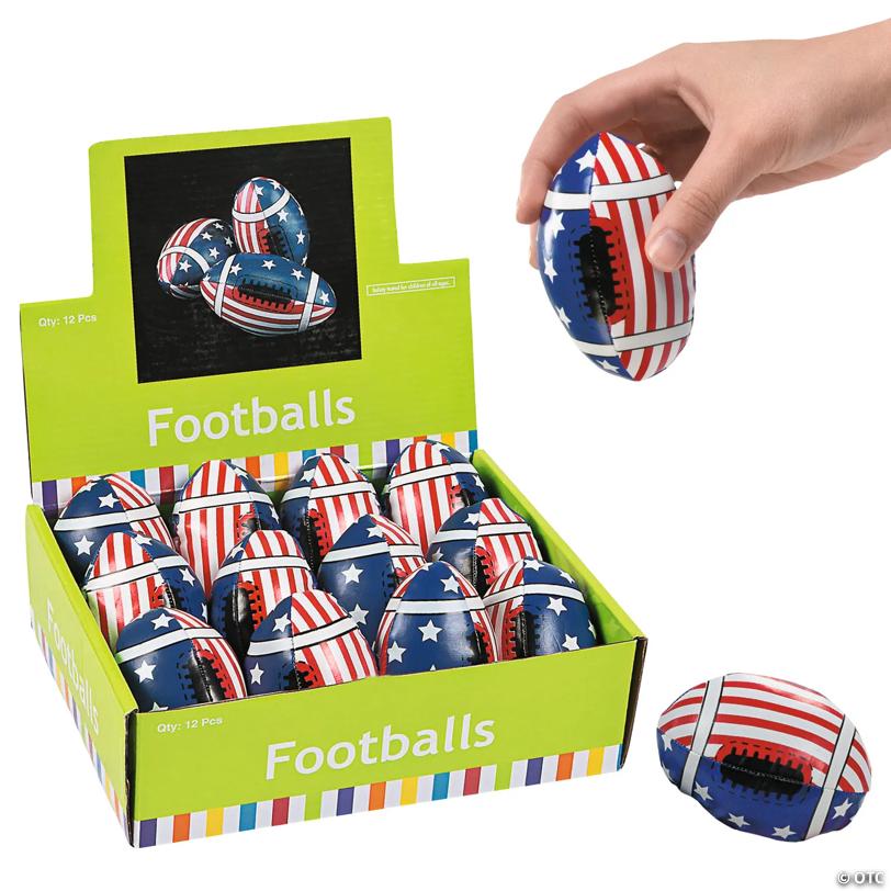 4"  Mini Classic Patriotic Stars & Stripes Vinyl Footballs - 12 Pc.
