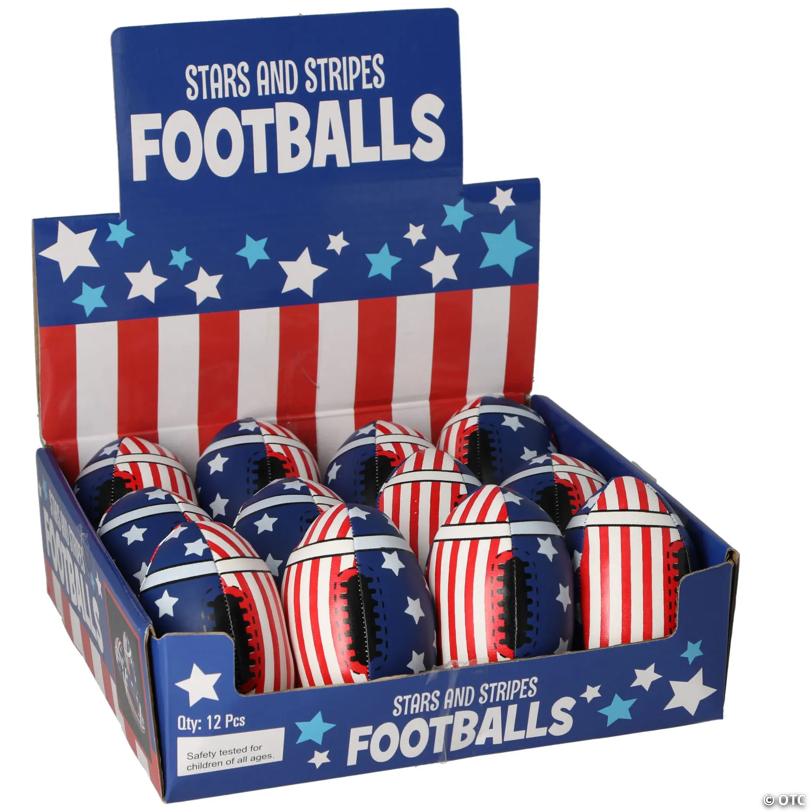 4"  Mini Classic Patriotic Stars & Stripes Vinyl Footballs - 12 Pc.