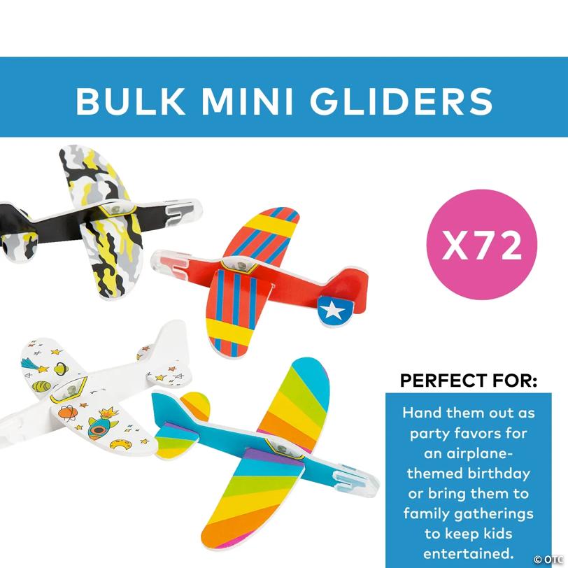 4" x 3 1/2" Bulk 72 Pc. Mini Foam Airplane Gliders