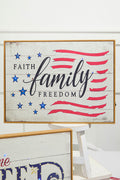 15.75"L B/O Lighted Wood Americana Wall Sign