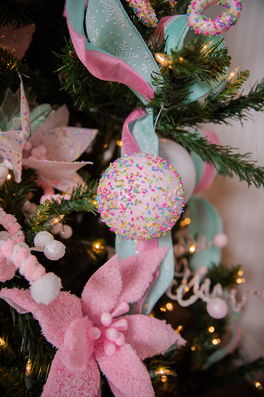 4” Pink Sprinkle Ball Ornament
