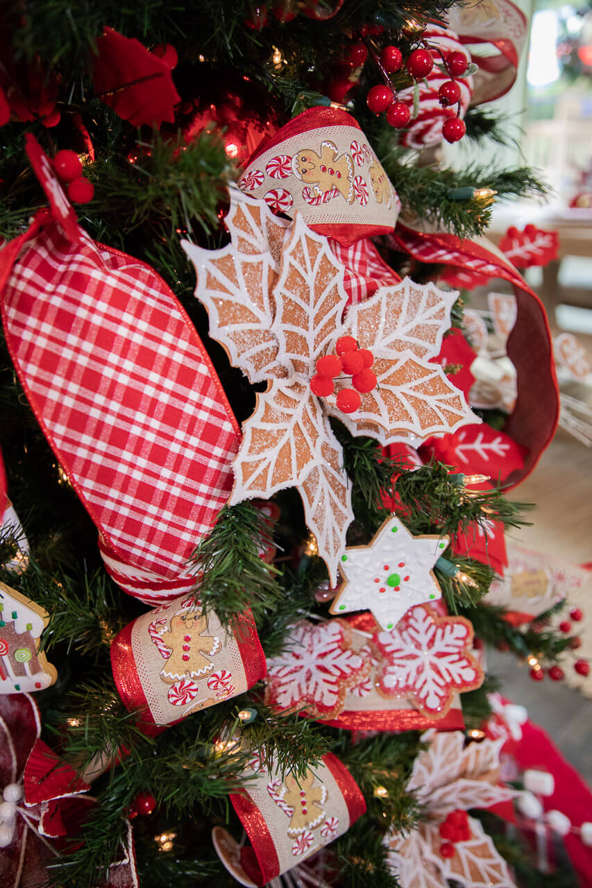 21” Gingerbread Poinsettia Stem with Red Berries