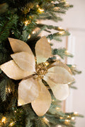 24” x 12" Metallic Mirror Fabric Poinsettia Stem