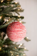 5” Iced Peppermint Stripe Ball Ornament