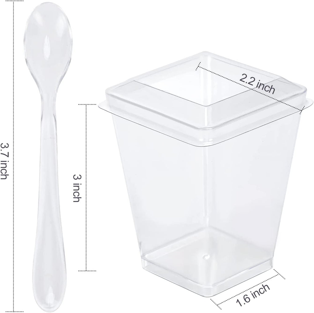 5 oz Plastic Dessert Cups with Lids Parfait Cups with Lids Appetizer Cups for Party Mini Dessert Cups with Spoons