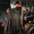 51 1/4" Animated Hanging Red Checkered Shirt Pumpkin Man Halloween Decoration