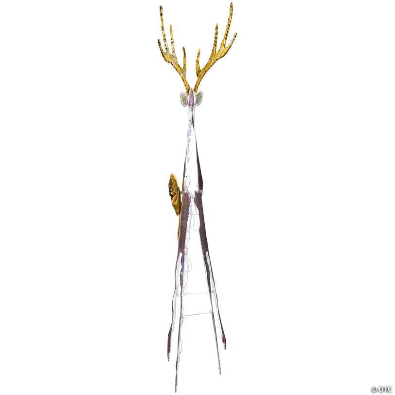 51" Reindeer Family Acrylic Iridescent Sculpture with Built-In LED Lights Christmas Outdoor Yard Decorations - 3 Pc.