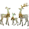 51" Reindeer Family Acrylic Iridescent Sculpture with Built-In LED Lights Christmas Outdoor Yard Decorations - 3 Pc.