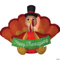 54" Blow-Up Inflatable Turkey with Banner & Built-In LED Lights Outdoor Yard Decoration