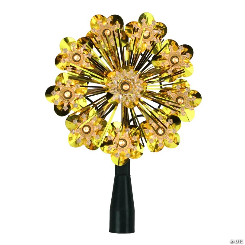 5.5" Gold Snowflake Starburst Christmas Tree Topper - Clear Lights