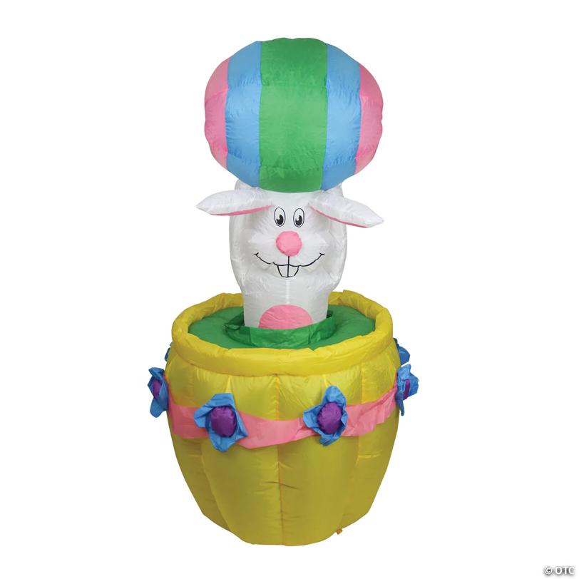 5.5ft Lighted and Animated Inflatable Easter Bunny Basket Outdoor Decoration