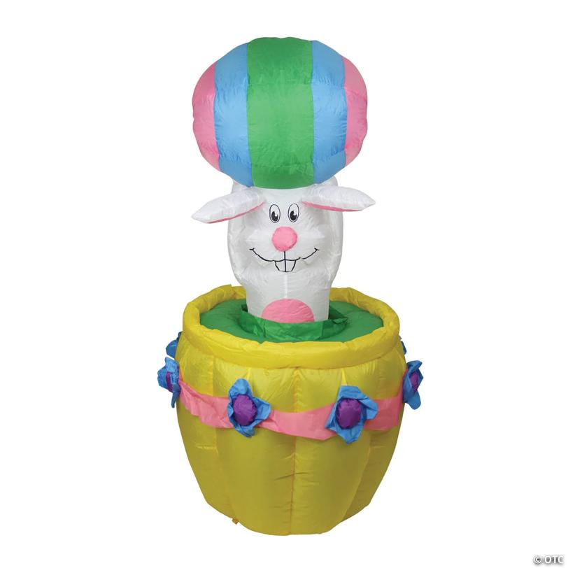 5.5ft Lighted and Animated Inflatable Easter Bunny Basket Outdoor Decoration