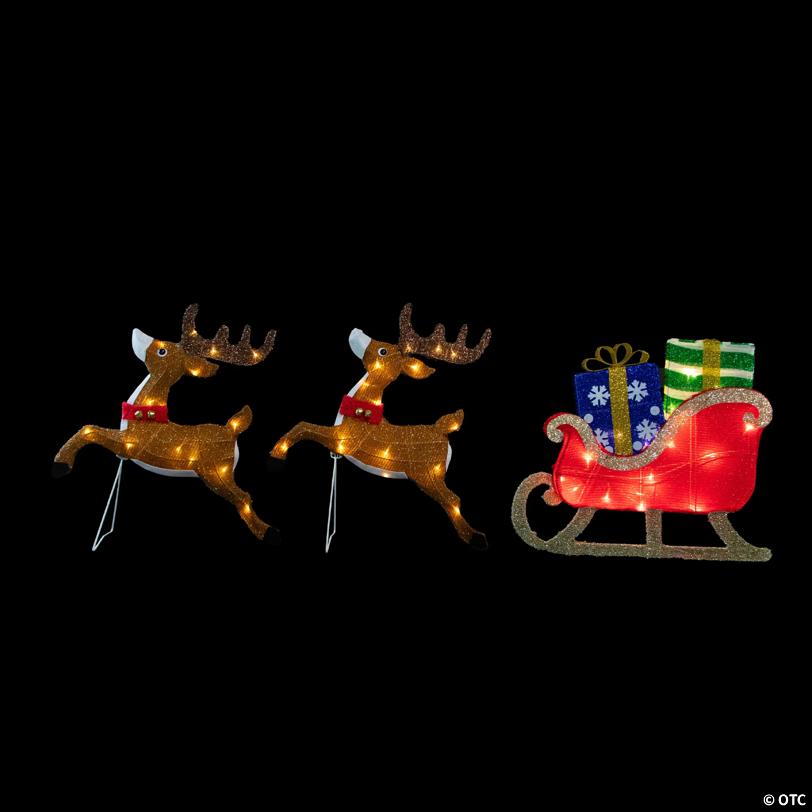 59" Lighted Reindeer with Sleigh Christmas Decoration
